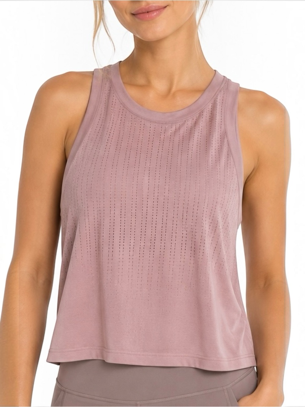 Lululemon Train To Be Tank Pink Taupe Seamless Mesh Workout Top Womens 4